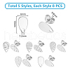 Unicraftale 40Pcs 5 Styles 304 Stainless Steel Stud Earring Findings STAS-UN0057-65-3