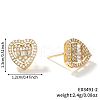 Elegant Heart Brass Clear Cubic Zirconia Stud Earrings QP4520-2-3
