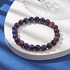 Natural Galaxy Tiger Eye Beaded Stretch Bracelet BJEW-TA00459-2