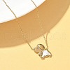 304 Stainless Steel White Enamel & Crystal Rhinestone Dog Pendant Necklaces for Women NJEW-M101-03G-1