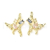 Colorful Cubic Zirconia Butterfly Stud Earrings EJEW-H092-04G-2