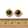Brass Clear Cubic Zirconia Flat Round Links Connector Charms KK-K398-25G-3