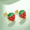 Brass Enamel Stud Earrings EJEW-D322-06G-02-2