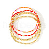 4Pcs 4 Styles Glass Seed Cylinder Beads Stretch Bracelet & Brass Round Beads Stretch Bracelet Set BP7471-2-1