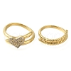 Adjustable Brass Micro Pave Cubic Zirconia Rings Set RJEW-M021-02G-1