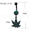 Maple Leaf 316L Surgical Stainless Steel Pave Teal Cubic Zirconia Curved Barbell Dangle Belly Rings FS-WG72B10-01-3