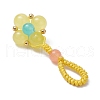 Baking Painted Imitation Jade Glass Woven Clover Pendant Decorations HJEW-JM03148-01-4