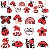 SUNNYCLUE 1 Set Ladybug Wood Pendant Decorations DIY-SC0026-45-1