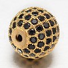CZ Brass Micro Pave Cubic Zirconia Round Beads ZIRC-L017-10mm-06G-2
