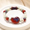 Handmade Porcelain Beads & Synthetic Howlite Beads Stretch Bracelets for Women BJEW-D307-01A-4