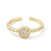 Clear Cubic Zirconia Flat Round Open Cuff Ring RJEW-E072-03G-2