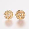Brass Micro Pave Cubic Zirconia Beads ZIRC-K063-04G-1