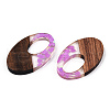 Transparent Resin & Walnut Wood Pendants RESI-N039-62A-2