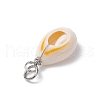 Natural Cowrie Shell Pendants PALLOY-JF03711-01-5