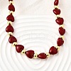 Brass & ABS Imitation Pearl Heart and Round Beaded Necklaces for Women NJEW-D314-11C-G-1