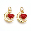 Brass Enamel Pendants KK-N257-15G-1