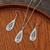 Teardrop Retro Style Alloy Dangle Earrings & Pendant Necklaces Sets FS-WG48B94-01-4