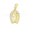 Brass Micro Pave Cubic Zirconia Saint European Dangle Charms KK-D325-27G-01-1