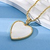 Brass White Enamel Heart Pendant Necklaces for Women NJEW-K381-10G-3