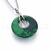 Synthetic Malachite Dyed Flat Round Pendants G-I357-A06-2