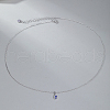Fashionable 925 Sterling Silver Micro Pave Clear Cubic Zircon Bule Evil Eye Teardrop Pendant Necklaces for Women CK8149-4