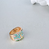 Tree Pattern Alloy with Rhinestone Enamel Finger Rings FS-WG83F61-04-3
