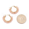 Faceted Round Natural Stone Beads Huggie Hoop Earrings for Girl Women EJEW-JE04687-6