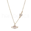 Planet Brass Cubic Zirconia Pendant Necklace NJEW-JN04936-1