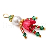 2Pcs Christmas Glass Seed Beaded Human Pendants PALLOY-MZ00785-3