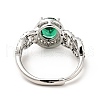 Green Cubic Zirconia Oval Adjustable Ring RJEW-I087-02-4