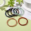 7Pcs 7 Style Natural Mixed Gemstone Round Beaded Stretch Bracelets Set BJEW-JB08917-2