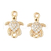 Brass Micro Pave Cubic Zirconia Connector Charms KK-R219-06G-1