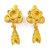 Flower Brass Earring Hooks with Round Tray KK-G502-22G-1