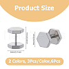 FIBLOOM 6Pcs 2 Colors Blank Hexagon Stainless Steel Ear False Plugs EJEW-FI0003-31-2