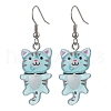 Iron Transparent Resin Cat Shape Dangle Earrings EJEW-JE06379-4