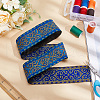 7M Ethnic Style Polyester Jacquard Flower Ribbon OCOR-WH0086-70-5