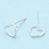 925 Sterling Silver Hollow Heart Stud Earrings STER-T005-07-1