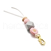 Sunflower Silicone & Natural Wood Beads Pendant Decorations HJEW-JM03080-02-4