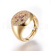 Adjustable Brass Micro Pave Cubic Zirconia Finger Rings RJEW-L086-07G-2