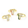 Mixed Color Enamel Initial Letter Adjustable Ring with Clear Cubic Zirconia RJEW-P045-01G-T-1