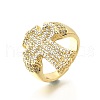 Brass Micro Pave Cubic Zirconia Cuff Rings for Women RJEW-F184-05G-2