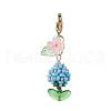 Flower Glass Pearl & Seed Beads Pendant Decorations HJEW-MZ00274-02-2