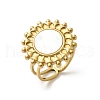 Flat Round 304 Stainless Steel White Shell Finger Rings for Women RJEW-G346-08G-02-4
