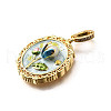 Brass Micro Pave Cubic Zirconia & Enamel Pendants KK-R222-08G-02-2