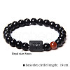 12 Constellations Protetion Natural Carnelian & Black Obsidian  Round Beads Stretch Bracelets for Men Women WG083ED-09-2