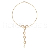 Brass Micro Pave Clear Cubic Zirconia Oval Link Chain Y Necklaces NJEW-JN05316-5