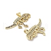 Rack Plating Dinosaur Brass Micro Pave Cubic Zirconia Pendants KK-E102-14G-2