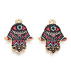 Printed Light Gold Tone Alloy Pendants ENAM-N056-206L-2