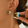 Vintage Stainless Steel Enamel C-shaped Earrings for Women RW3293-3-1
