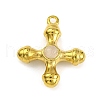 Natural Rose Quartz & 304 Stainless Steel Cross Pendants STAS-H221-01G-02-1